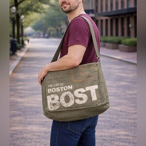 Robin Ruth Khaki Boston Canvas Messenger Bag